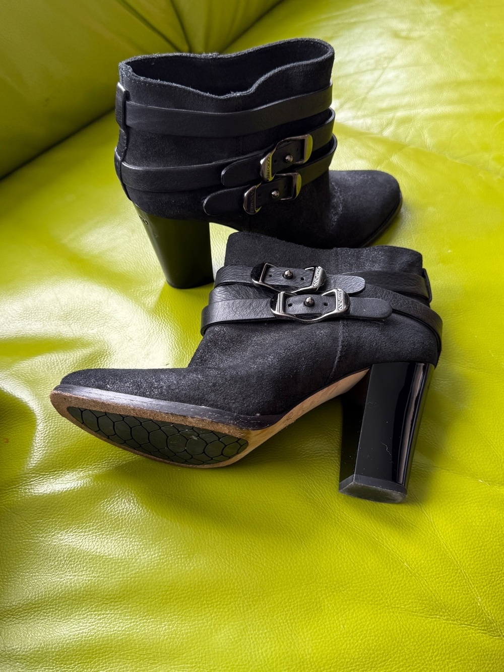 Jimmy Choo Black Suede Buckle Ankle Boots